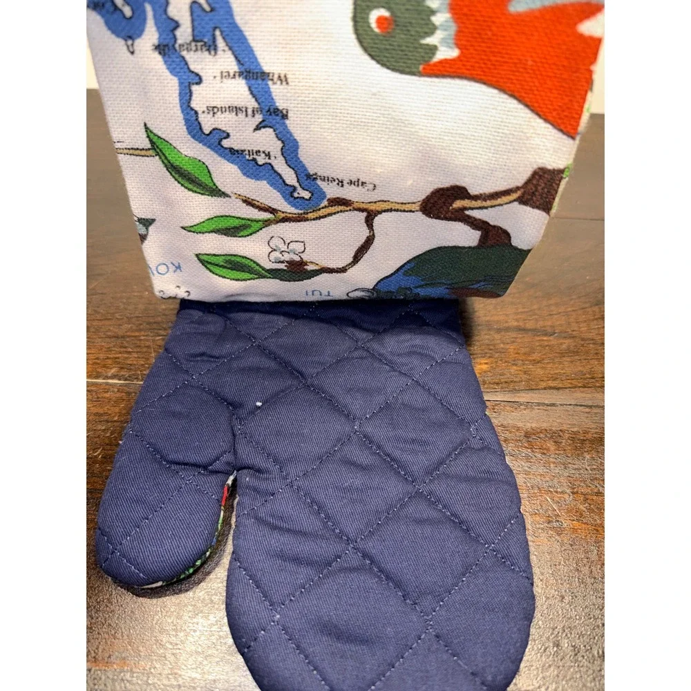 Hallifax New Zealand Birds & Flowers Oven Glove and Tea Towel Set MBF-GT‎ New